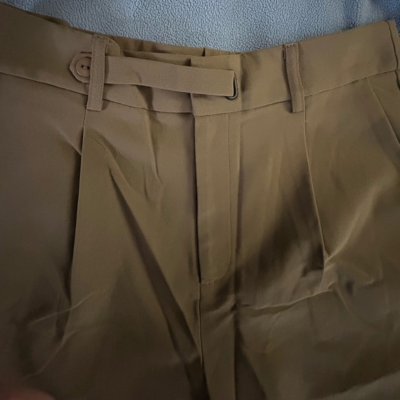 nwt- Hobemty Classic Brown Business Casual Wide Leg Trousers High Waisted Pants - Picture 9 of 9